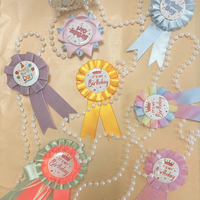 Ruban de récompense en satin polyester multicolore pour célébration d'anniversaire, badge personnalisé, décoration de fête, biodégradable
