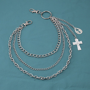 Cadena de cintura de triple capa con forma de cruz, aleación de zinc, estilo hip hop, para uso diario, estilo Instagram. - Product Image 3