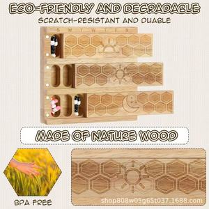 Wooden Pill Organizer Box Solid Wood Sliding Lid Compartmentalized Storage Desktop Medicine <b>Sorter</b> Retro <b>Color</b> - Product Image 4