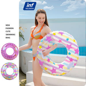 Lindo anillo de natación inflable con forma de corazón y lentejuelas para niñas y adultos, flotador de piscina de 90 cm con asa, anillo de flotación de PVC engrosado - Product Image 5