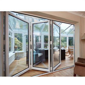 Nuovo Modello di Porte Bifold in Alluminio con Pannelli a <span class=keywords><strong>Finestra</strong></span>, Porte Bifold in Alluminio e Vetro per Patio Esterno a Guangzhou, Porte Bifold Doppie - Product Image 1