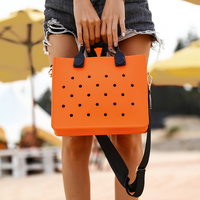 Sac à main en EVA imperméable pour femmes avec fermeture ouverte, bandoulière, style sac de plage, design perforé