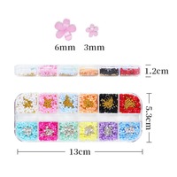 12 Pièces d'Accessoires pour Ongles en Acrylique en Forme de Fleur à Cinq Pétales - Décorations Florales en Résine Colorée de Tailles Variées - Vente en Gros