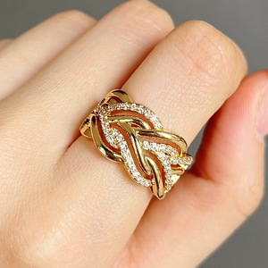 Anello a più strati con design intrecciato, stile geometrico, per uomo e donna - Product Image 2