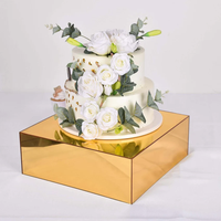 Nouvelle arrivée carré acrylique ruban miroir alimentaire gâteau Buffet présentoir Risers pour le désherbage
