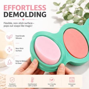 Moldes de Silicona 3D Hechos a Mano con 4 Cavidades para Hacer Jabones, Herramientas de Moldeo para Manualidades, Jabones de Forma Ovalada, Herramienta para Jabones de Masaje - Product Image 3