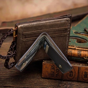 Retro Slim Minimalist Front Pocket <b>Wallet</b> RFID Function Vintage Style Open Closure Short <b>Compact</b> Credit Card Bank ID Card Case - Product Image 4