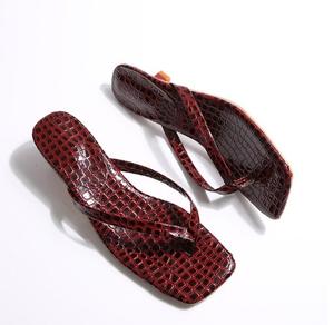 Verano moda cocodrilo patrón Flip Flop conciso cuadrado Clip Toe mujeres zapatillas elegante vestido Slide zapatos - Product Image 6