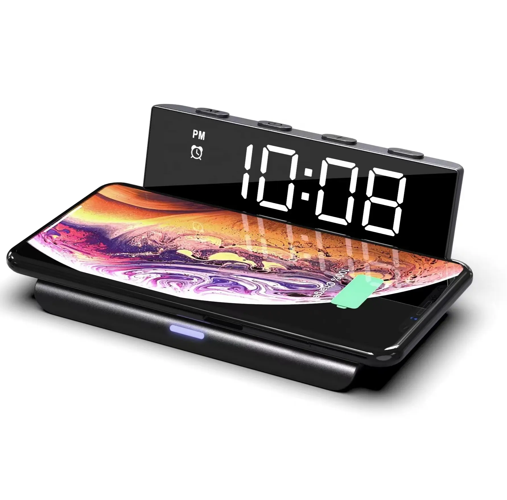 Havit W3031 LED Digital Display Of Time and Alarm Clock Qi Wireless Charger Dock for Smart Phone