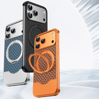 Coque de protection magnétique texturée en alliage d'aluminium de luxe avec support intégré pour iPhone 17 Pro Max – Motif premium – Vente en gros