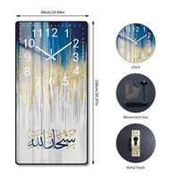 Nouvelle décoration intérieure, design islamique, calligraphie arabe, peinture sur toile, horloge murale de grande taille en verre de porcelaine cristalline, style musulman