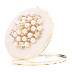 Ngọc Trai Thiết Kế Gương Bỏ Túi Với Pha Lê Và Ngọc Trai Trang Sức Cầm Tay Gương Nhỏ Gọn - Product Image 1