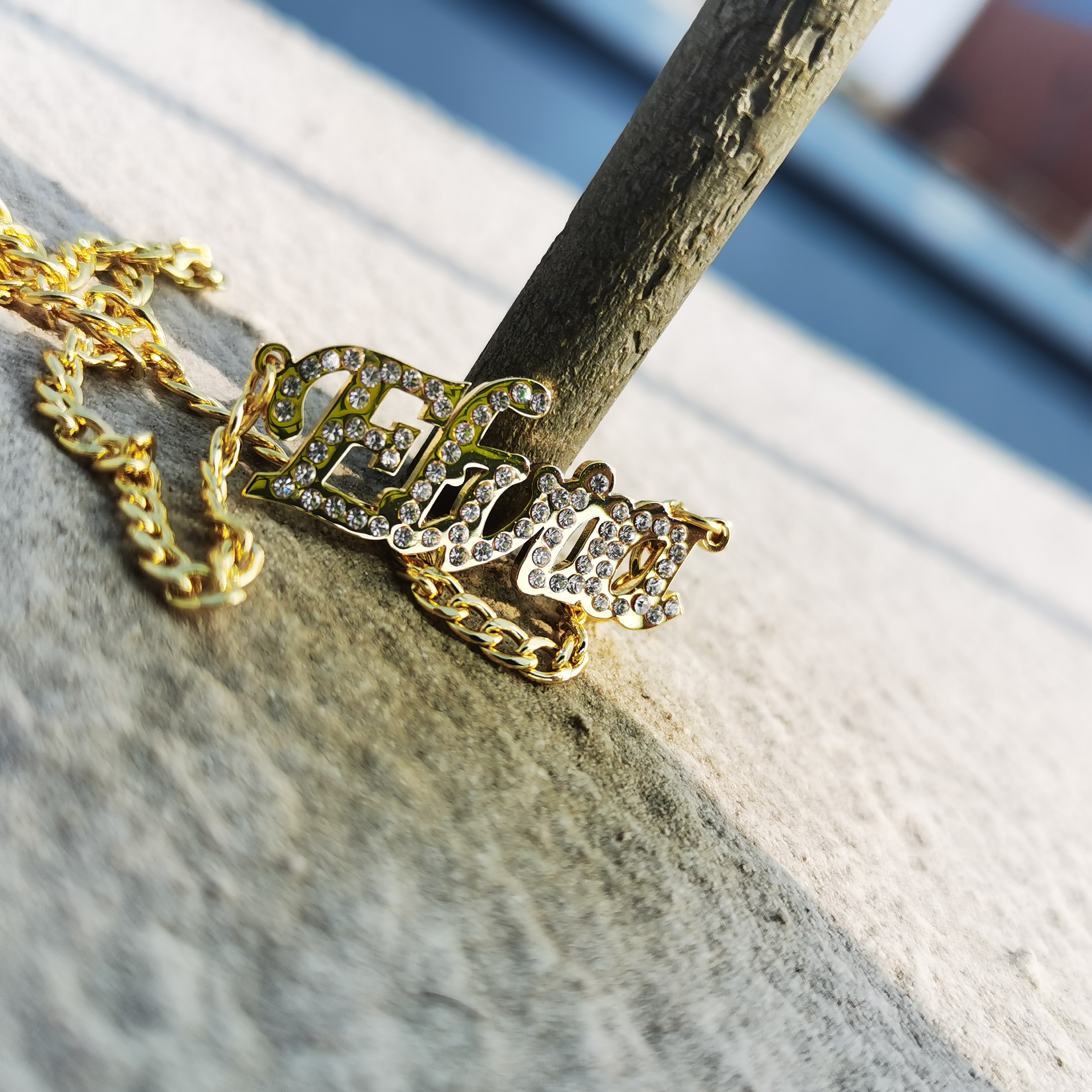 name plate chain gold custom