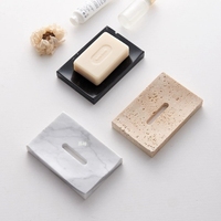 Boîte à Savon Moderne en Marbre Naturel Travertin pour Hôtel, Porte-Savon Créatif Étanche pour Salle de Bain, Support de Rangement avec Drainage