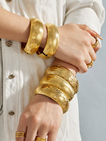 Bracelet large tendance pour femme en acier inoxydable, motif écorce, géométrique, épais, accessoires de mode