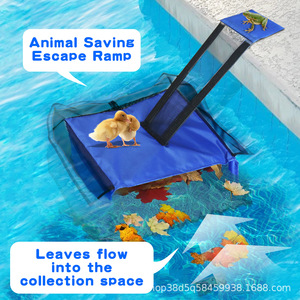 Separador de Hojas para Piscina, Rampa de Escape para Animales, Tela Oxford Azul, PVC Duradero, Red de Limpieza de Malla Fina, Herramienta de Rescate para Animales Pequeños - Product Image 2
