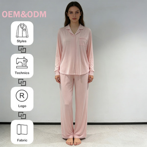 Pigiama Personalizzato Senza Bottoni Facile da Indossare e Togliere <span class=keywords><strong>in</strong></span> Maglia Tinta Unita Maniche Lunghe Rosa Morbido Liscio <span class=keywords><strong>in</strong></span> Modal di Bambù - Product Image 1