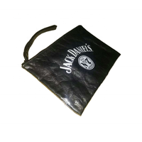 Sacs promotionnels en PU avec fermeture éclair pour maquillage, sacs cadeaux OEM, pochettes de maquillage écologiques, pochettes de toilette pour la promotion de la marque Jack Daniel Whisky