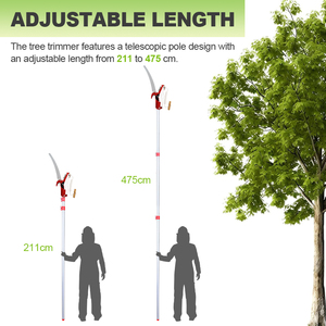 SUNSHINE High Reach Extendable Fruit Picker Tree Shears Long Telescopic Pole Branch <strong>Pruner</strong> Loppers Stainless Steel Aluminum - Product Image 2