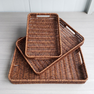 Panier de rangement rectangulaire tissé à la main, couleur abricot brun café, empilable, pour la cuisine, le supermarché, l'hôtel - Product Image 3