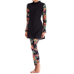 Traje de Baño Islámico de una Pieza para Mujeres Musulmanas, Burkini Modesto de Talla Grande, Secado Rápido, Transpirable, Estampado, Spandex/Nailon, Corte Alto, Cuello Redondo - Product Image 6