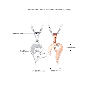 Collier pendentif cœur 'Je t'aime' assorti, zircon R.GEM. Chaîne à maillons en acier inoxydable pour homme et femme, style classique CZ - Product Image 4