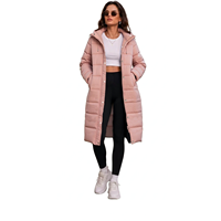 Manteau long matelassé pour femme avec capuche, en polyester, poches zippées, cordon de serrage, idéal pour le bureau et les trajets quotidiens, vente en gros, OEM