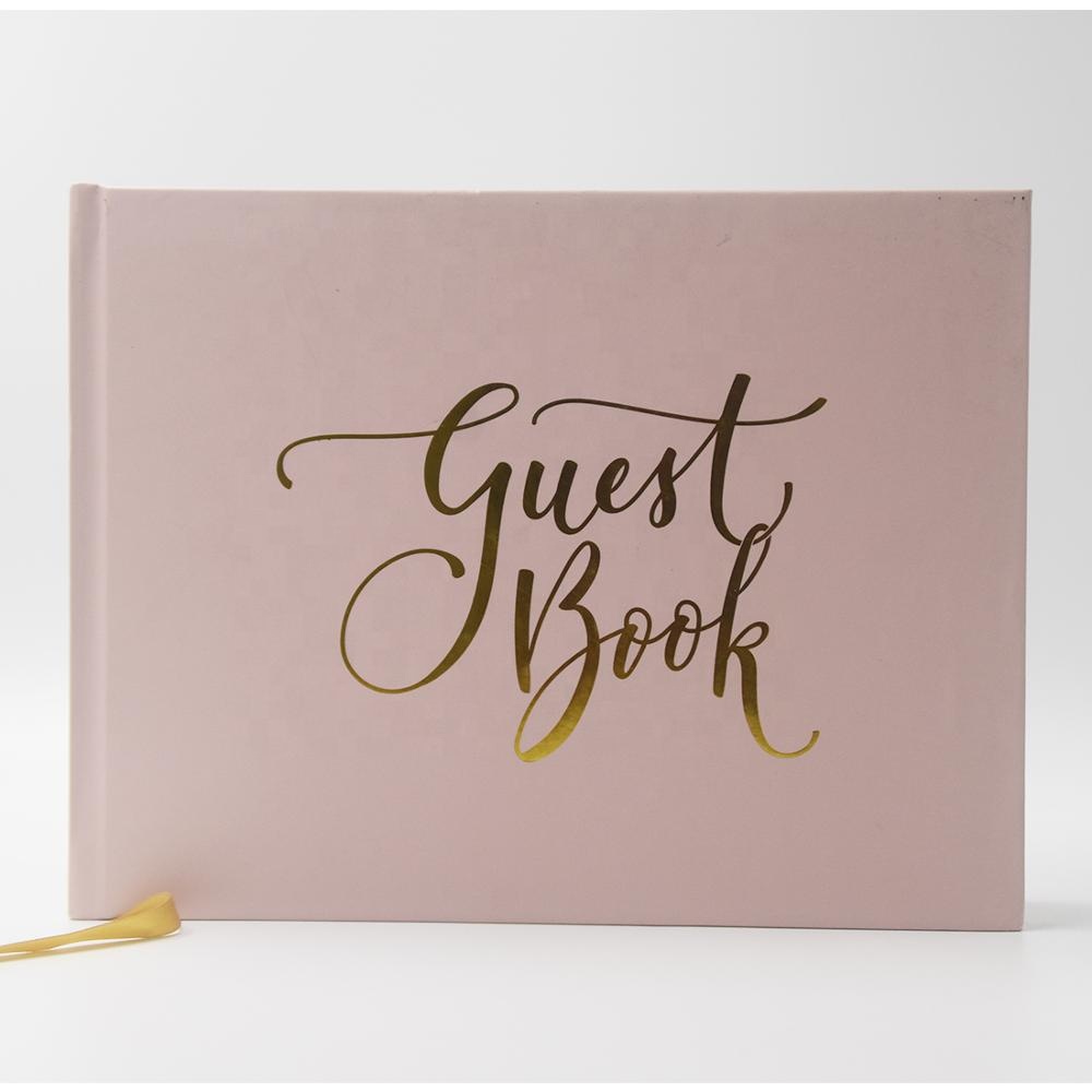 Персонализированная Золотая фольга с тиснением логотипа розовая элегантная подпись в твердом переплете Свадебная Гостевая книга