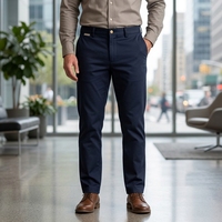 Pantalon Chino Homme Confortable à Taille Mi-Haute, Coupe Droite, Plissé à l'Avant, Fermeture Éclair, Cinq Poches, Léger et Décontracté
