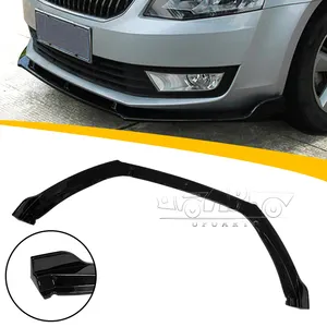 New Item Of ABS Carbon Fiber 3 Parts Front Bumper Spoiler Front Lip Splitter For Skoda Octavia 5E MK3 2014 2015 2016 2017 2018