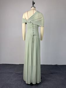 Vestido Largo <span class=keywords><strong>de</strong></span> <span class=keywords><strong>Mujer</strong></span> con Cuello Asimétrico, Cintura Alta, Plisado y Cordones, Estilo Dulce, Nueva Colección Primavera 2026, Transfronterizo Europeo-Americano - Product Image 6