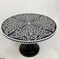 Table à manger ronde vintage en bois massif de style français pour 6 personnes, idéale pour hôtel, restaurant, villa, appartement, bureau, usage domestique