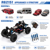 Voiture RC tout-terrain professionnelle 4x4 Brushless 2.4G, modèle Adventurer, échelle 1:16, avec LED, engrenages métalliques, chargeur inclus
