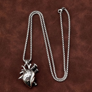 Custom Stainless Steel Viking Jewelry Pendant <b>Necklaces</b> Charms <b>Anatomical</b> Screw <b>Heart</b> Gothic Punk Industrial Vintage Men - Product Image 4