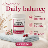 Capsules de Probiotiques GMP Personnalisées pour Femmes, Enzymes Digestives, 50 CFU, Supplément Végétalien pour l'Équilibre du pH Vaginal et Intestinal Féminin