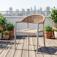 Ensemble de salle à manger d'extérieur en aluminium complet avec chaises Loran et grande table en bois plastique - Performance durable, résistante au soleil et à la rouille