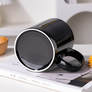 แก้วเซรามิคสั่งทำพิเศษ 930 มล. สีดำล้วน ความจุขนาดใหญ่ ของขวัญสั่งทำพิเศษ พิมพ์โลโก้ แก้วสำหรับชา กาแฟ น้ำ - Product Image 3