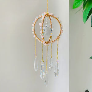 Toptan yüksek kalite kristal Suncatcher ametist Suncatcher yuvarlak kafes Suncatcher ev dekor için rüzgar ahenge dekor - Product Image 4