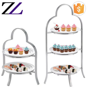Restaurant Buffet Dessert Decoratieve Riser Keramiek Plaat Goud Kleurrijke Metal Cake 2 Tier Cupcake Stand Cupcake Display Trays - Product Image 6
