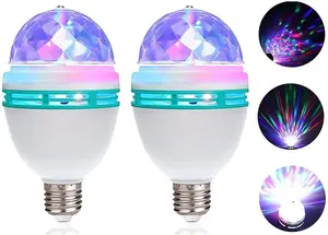 Bombilla Led de bola mágica de cristal RGB de rotación 360, lámpara colorida de 3w para discoteca, luz de escenario giratoria, OEM - Product Image 2