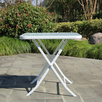 Petite table ronde noire simple à la mode Table pliante en verre pour balcon extérieur
