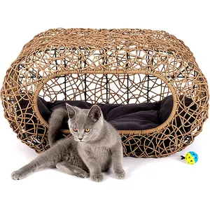 Tempat Tidur Hewan Peliharaan Tertutup Rumah Kucing Kucing Menyenangkan Stackable Kucing Condo Bed untuk Kucing Dalam Ruangan