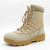 Bottes tactiques en microfibre couleur désert avec coutures renforcées sur les orteils, fermeture éclair latérale, bottes hautes pour l'extérieur