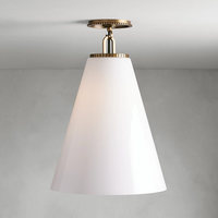 Lampu Plafon Semi Flush Mount Kerucut Kaca Baja Minimalis untuk Kamar Tidur, Lorong, Pintu Masuk, Dekorasi Hotel, Pemasok Grosir