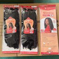 Lot de 3 mèches de cheveux pré-étirées Afro Kinky pour tresses, 250g, 24 pouces, couleur gris, extensions Cuban Twist