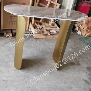 Js G03 Hiện Đại Sang Trọng Hành Lang Giao Diện Điều Khiển Bảng Vàng Kim Loại Chân 140Cm Dài Nhập Trang Trí Bàn Cao Bằng Đá Cẩm Thạch Hàng Đầu Sofa Trở Lại Bàn - Product Image 5