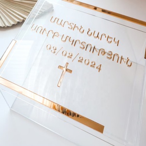 OEM مخصص تذكار صندوق أكريليك التعميد شخصية الطفل أول صندوق بالتواصل مع اسم مربع هدية باوتيزو الاكريليك فارغة - Product Image 4