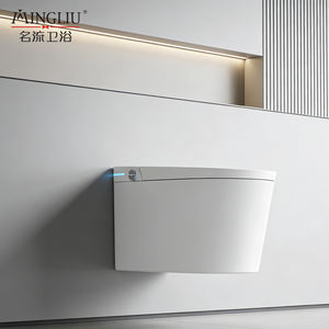 Inodoro suspendido de cerámica blanca de diseño moderno MINGLIU, autolimpiable, con sifón en P, para baño, de una pieza - Product Image 1