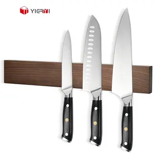 Wooden Knife Holder Kitchen Multi Purpose Functionality Organizing Kitchen Magnetic Knife Holder Strip Bar For Wall Walnut Wood Wall Mounted Knife Holder