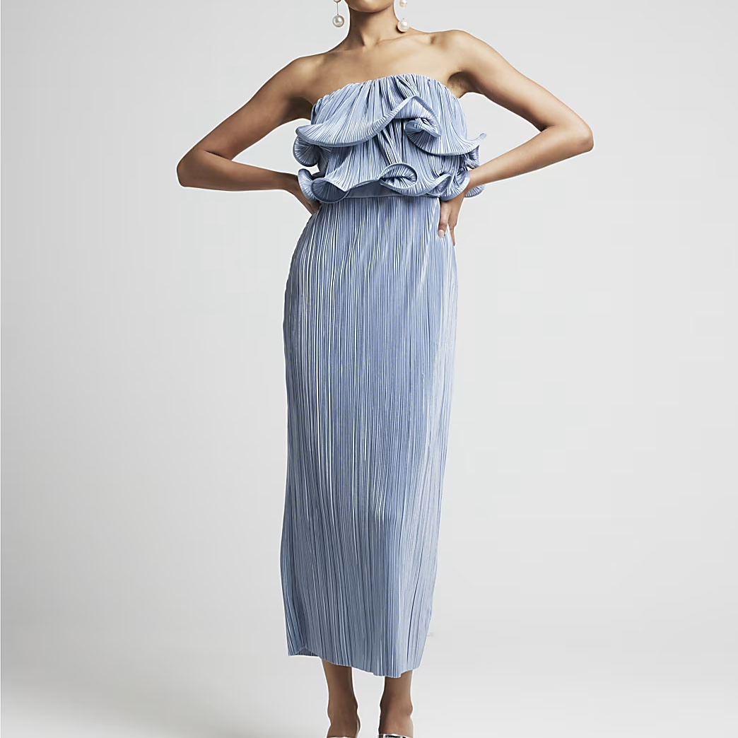 strapless open back dress Simona Pleated Midi Dress main image 0